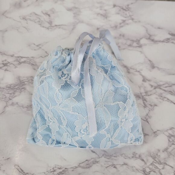 Vintage Blue Satin and Lace Women's House Slippers 60s Peep Toe - Picture 12 of 12